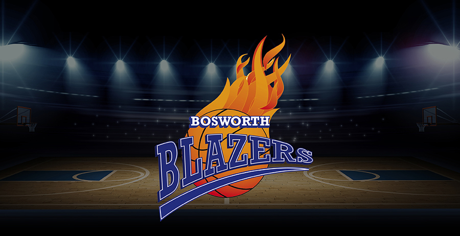 Bosworth Blazers Logo on Basketball Court